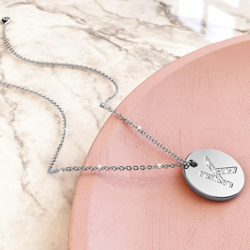 Initials Fabulous Alphabet Letter Necklace White Gold Layered Steel Jewellery